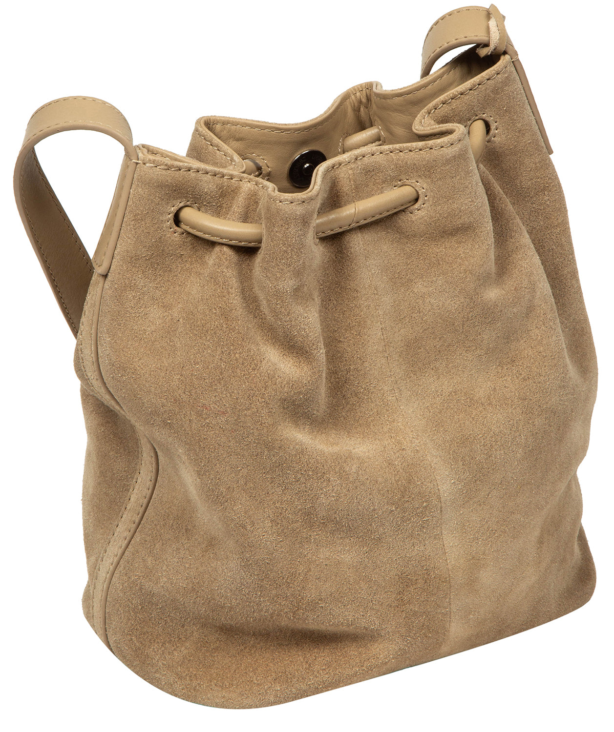'Emerson' Beige Suede & Leather Shoulder Bag