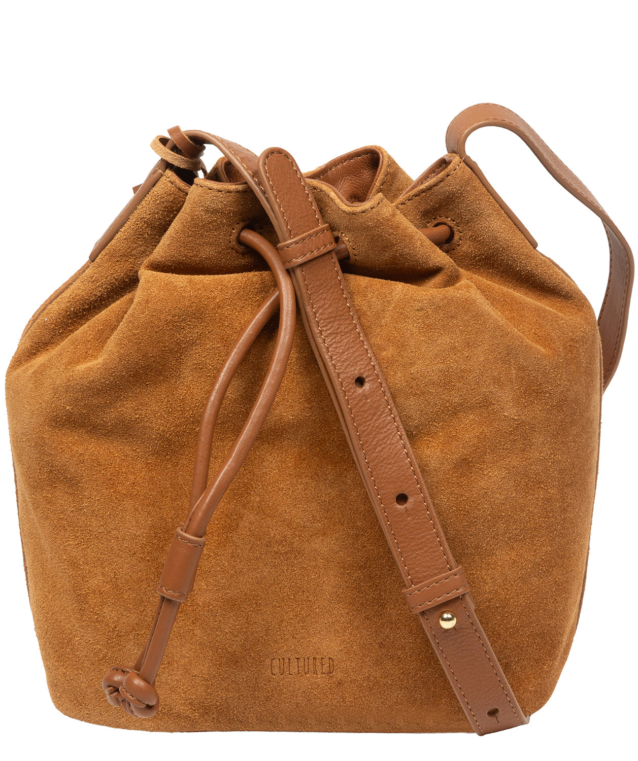 'Emerson' Tan Suede & Leather Shoulder Bag
