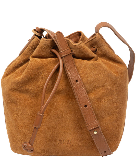 'Emerson' Tan Suede & Leather Shoulder Bag