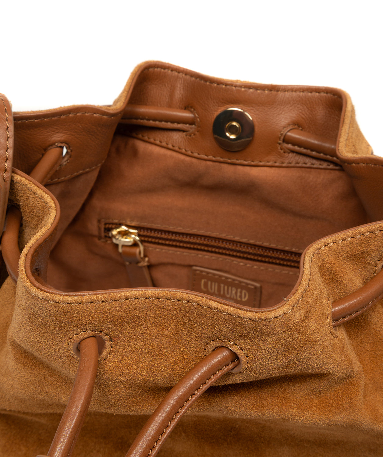 'Emerson' Tan Suede & Leather Shoulder Bag