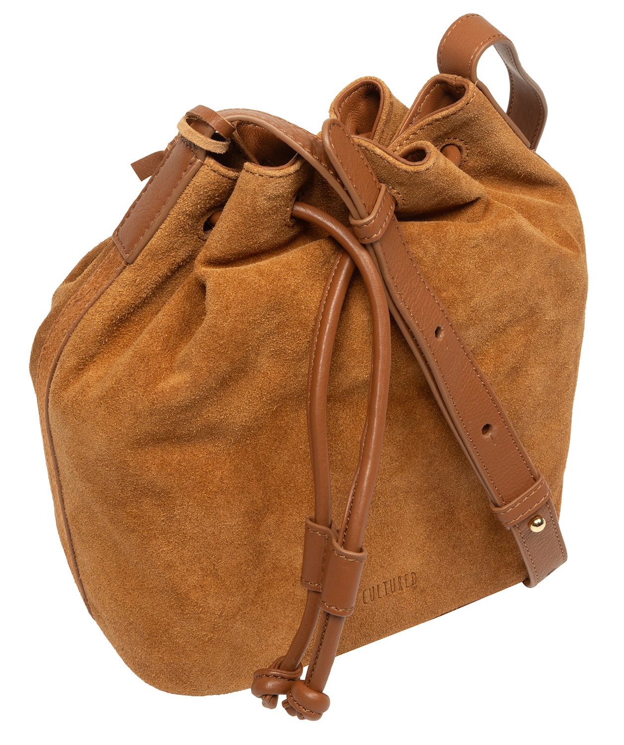 'Emerson' Tan Suede & Leather Shoulder Bag