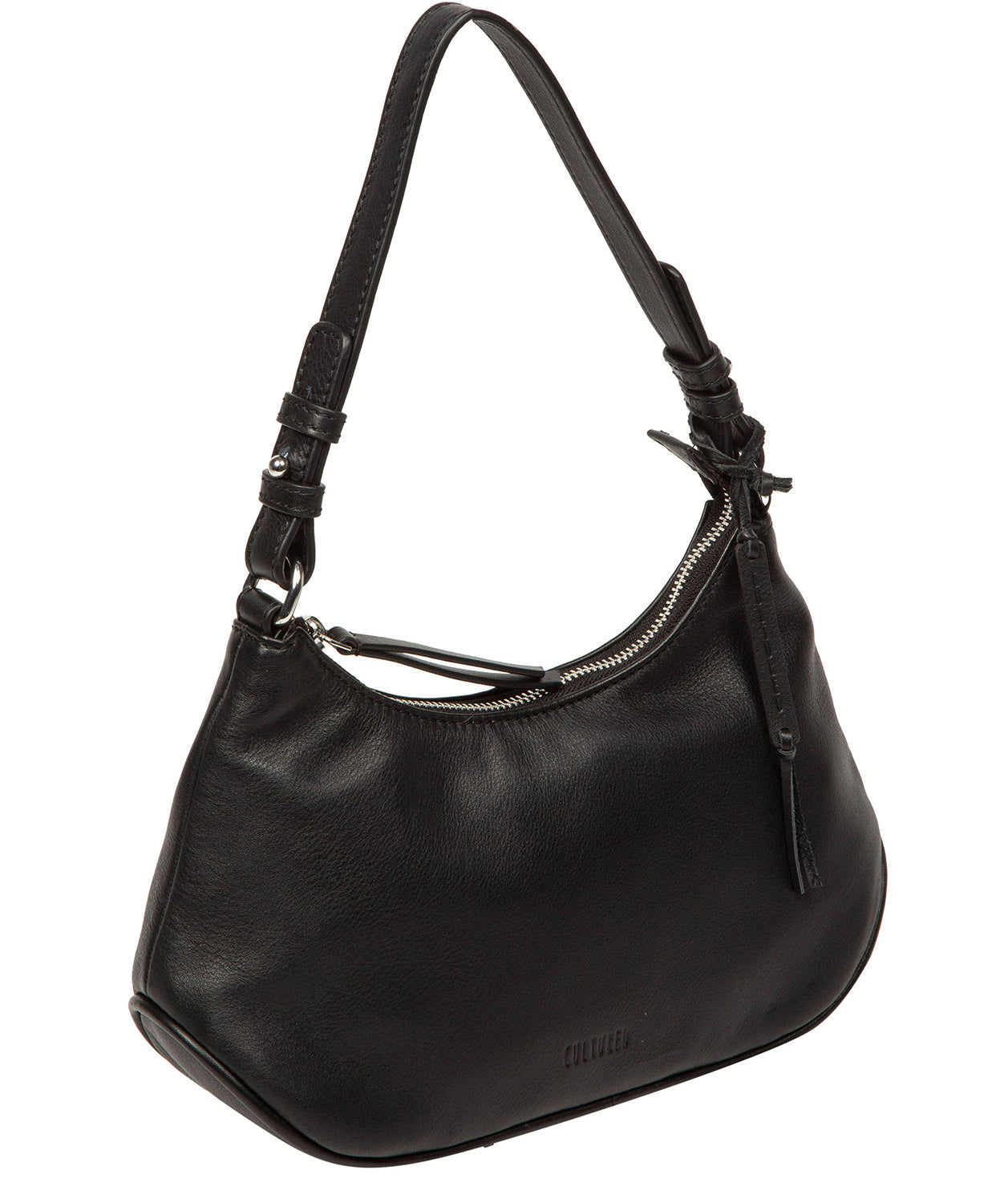 'Amaya' Black Leather Grab Bag