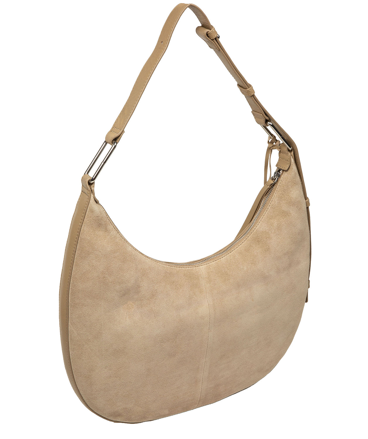 'Kacey' Beige Suede & Leather Shoulder Bag
