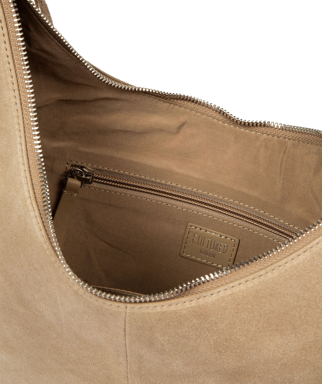 'Kacey' Beige Suede & Leather Shoulder Bag