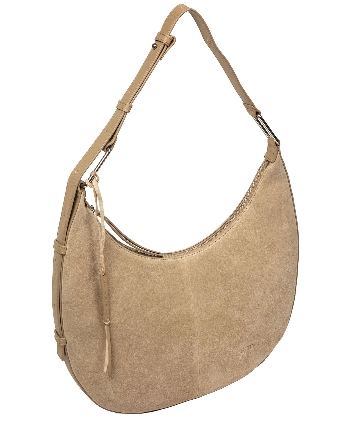 'Kacey' Beige Suede & Leather Shoulder Bag