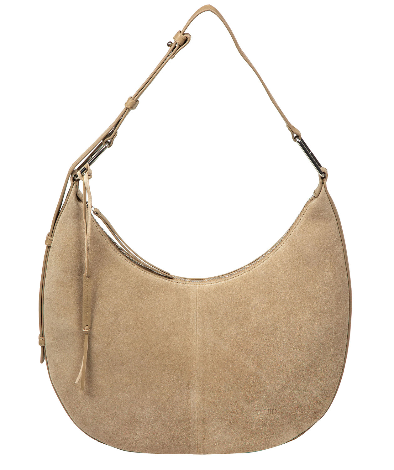 'Kacey' Beige Suede & Leather Shoulder Bag