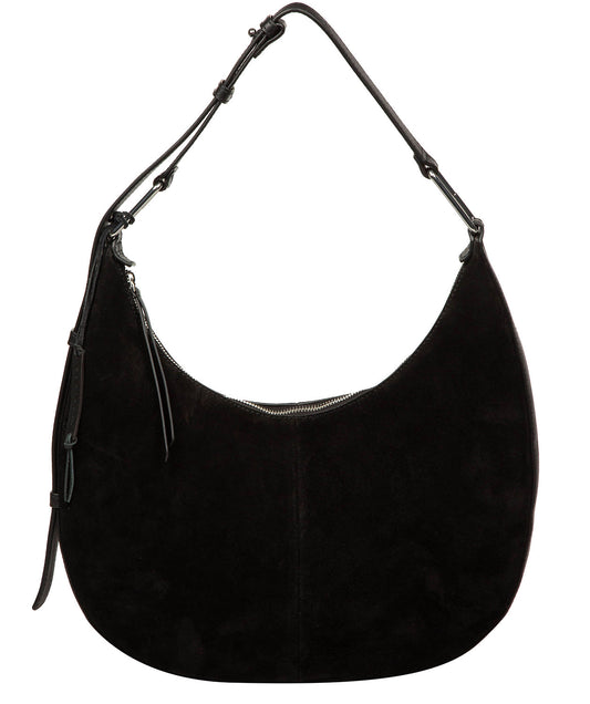 'Kacey' Black Suede & Leather Shoulder Bag