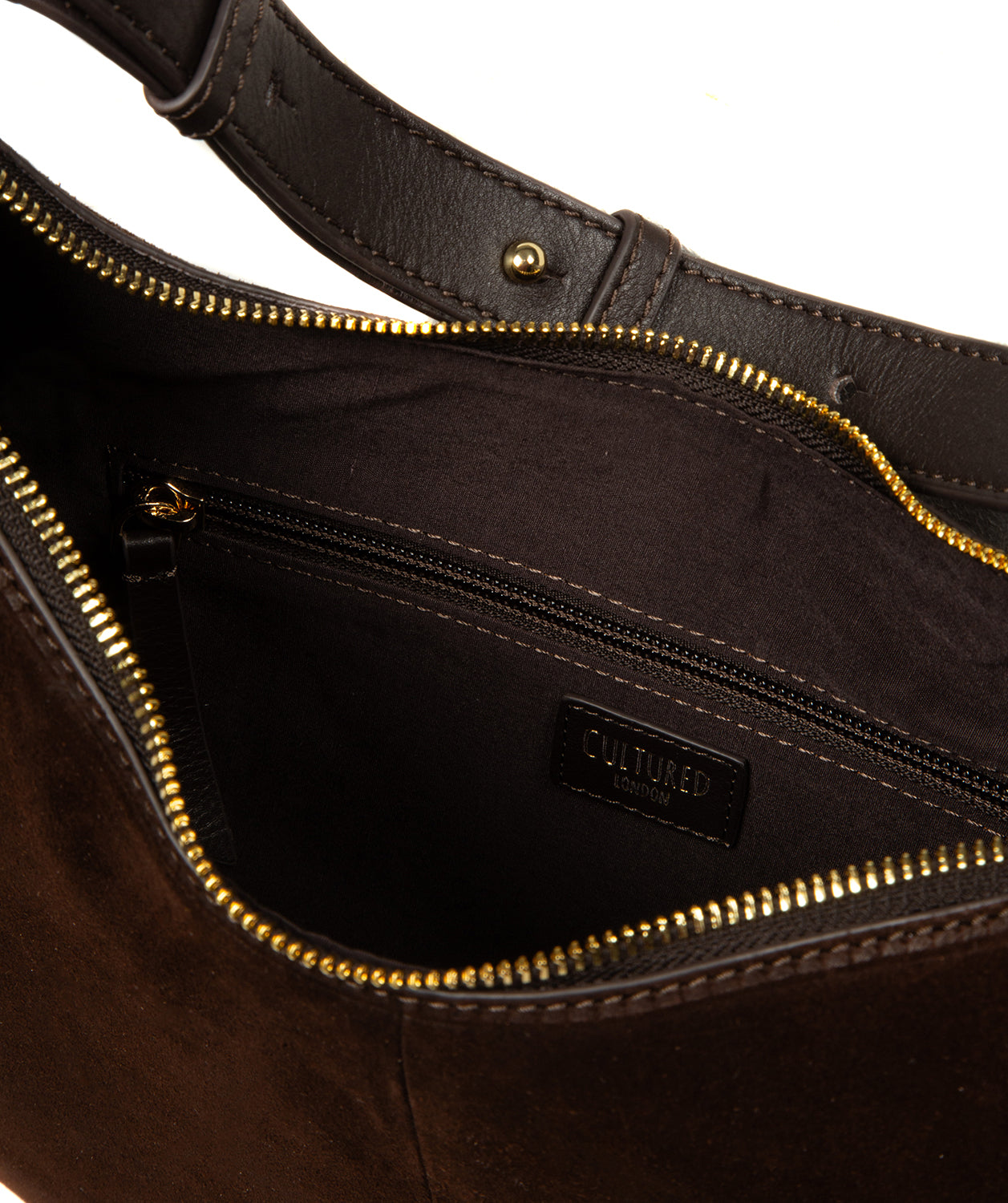 'Kacey' Cocoa Suede & Leather Shoulder Bag