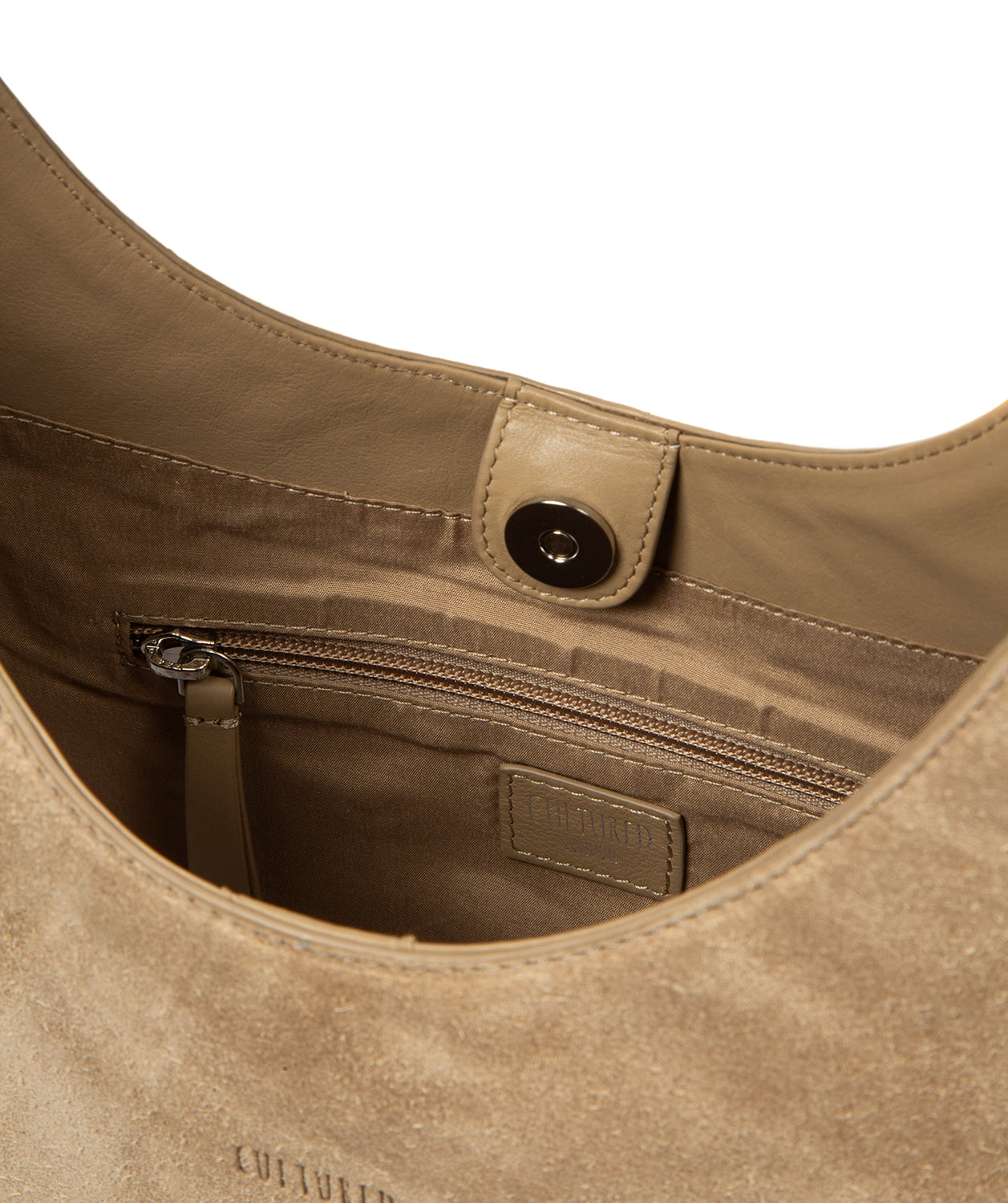 'Eloise' Beige Suede & Leather Handbag
