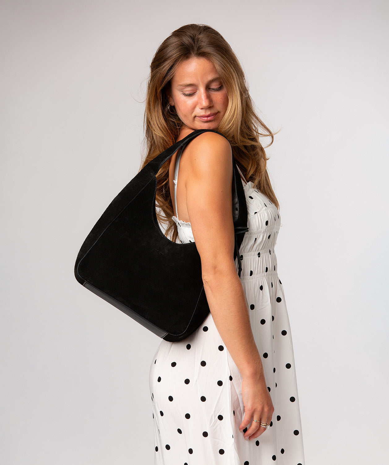 'Eloise' Black Suede & Leather Handbag