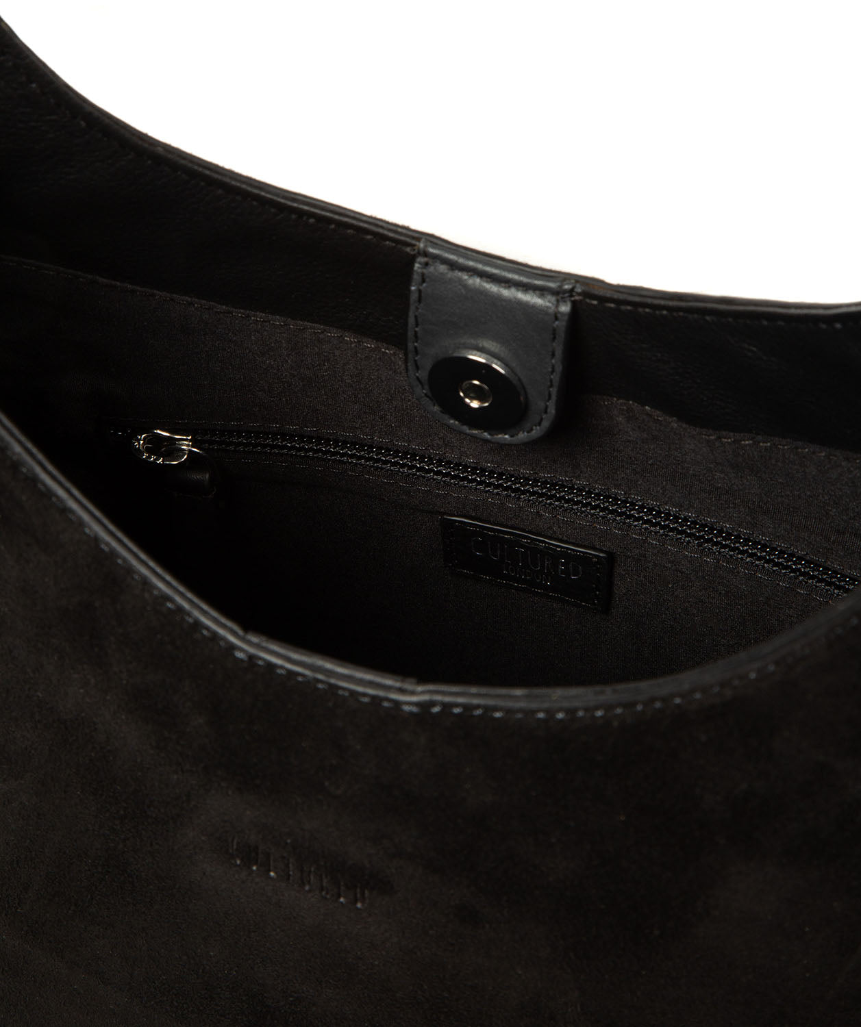 'Eloise' Black Suede & Leather Handbag
