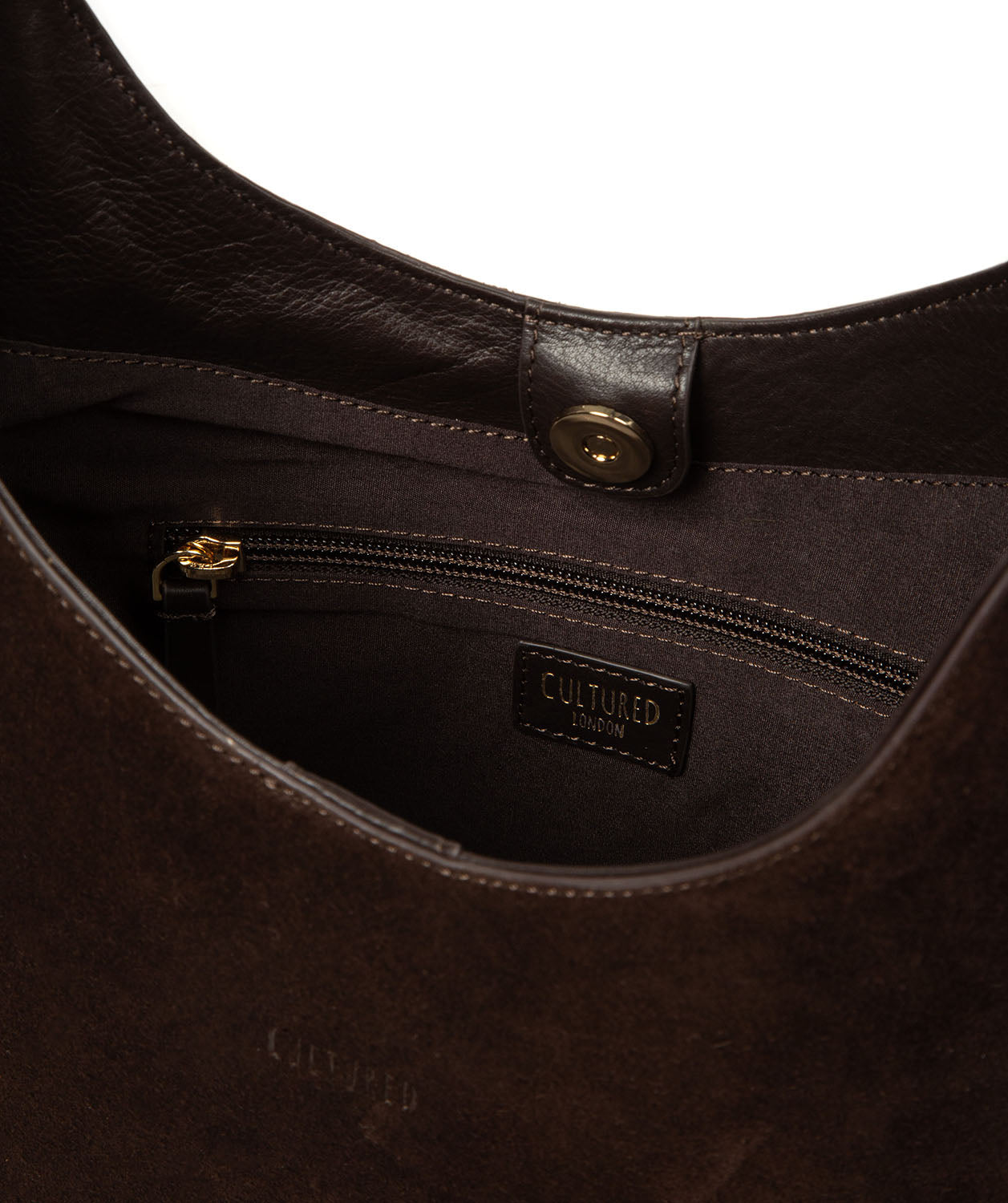 'Eloise' Cocoa Suede & Leather Handbag