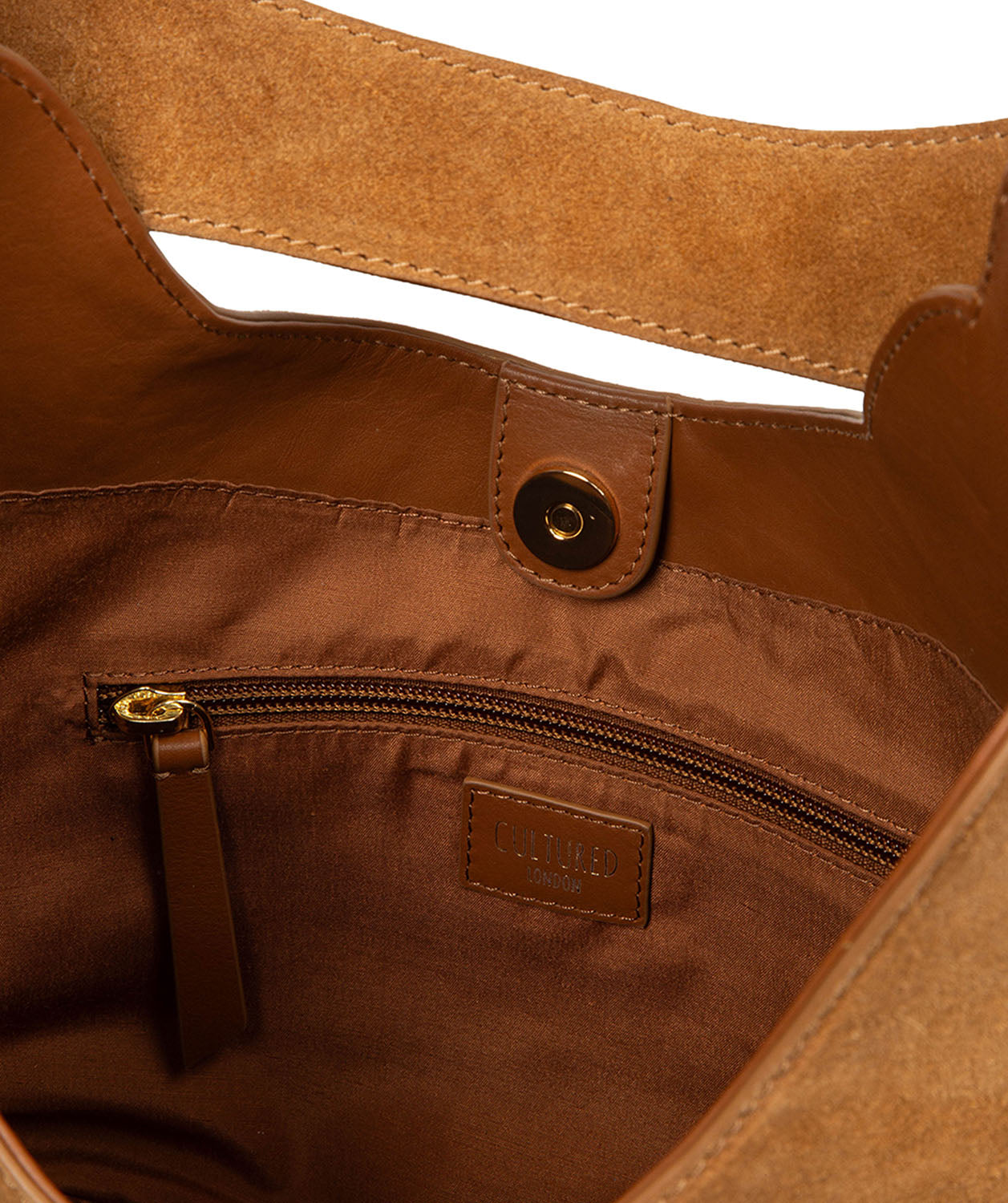 'Eloise' Tan Suede & Leather Handbag