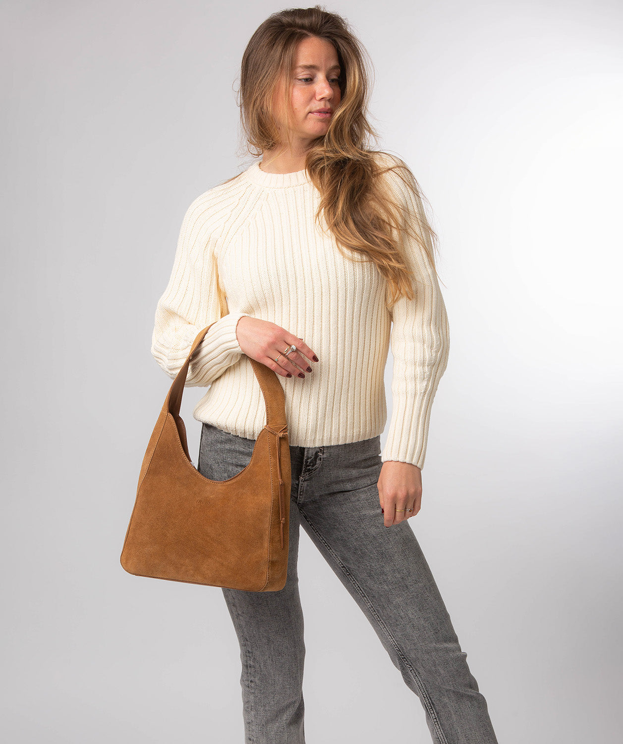 'Eloise' Tan Suede & Leather Handbag