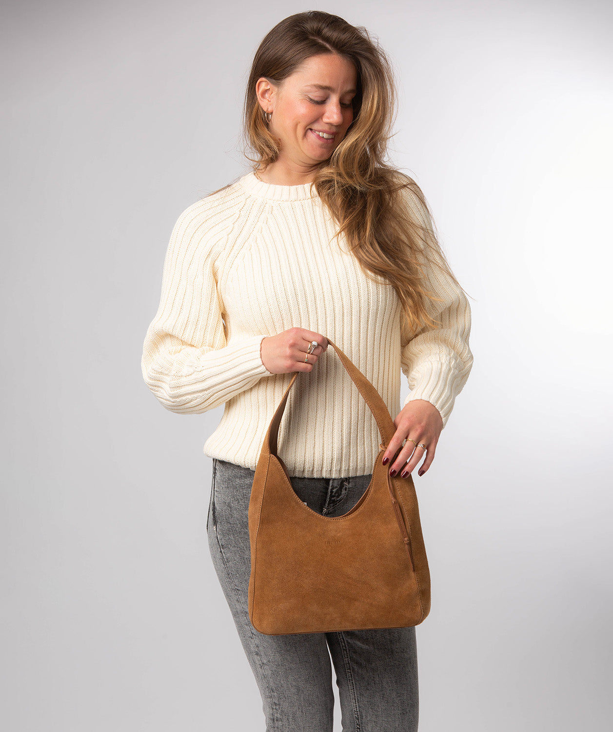 'Eloise' Tan Suede & Leather Handbag