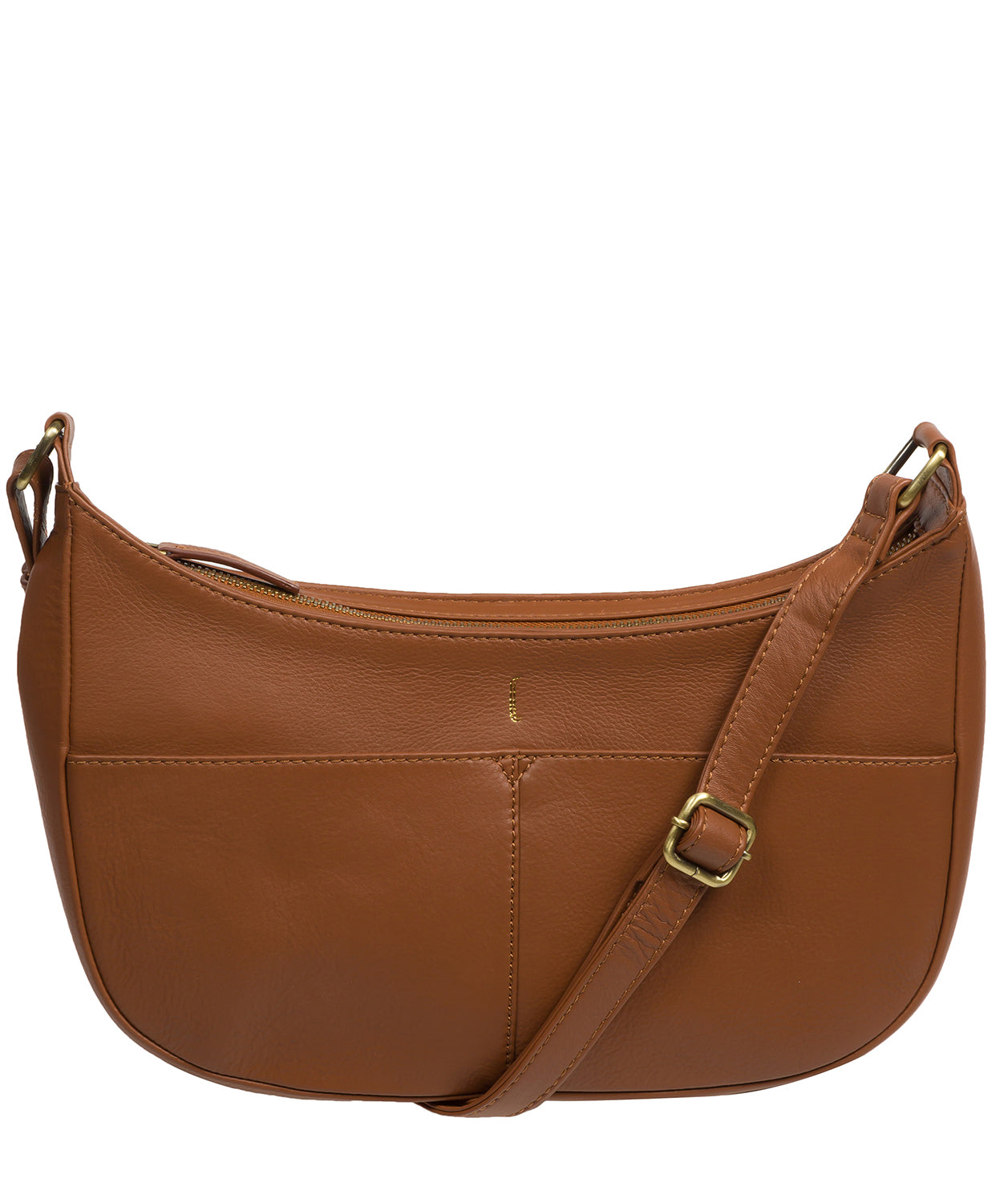 Cultured London Carli tan Nappa leather crossbody bag front view