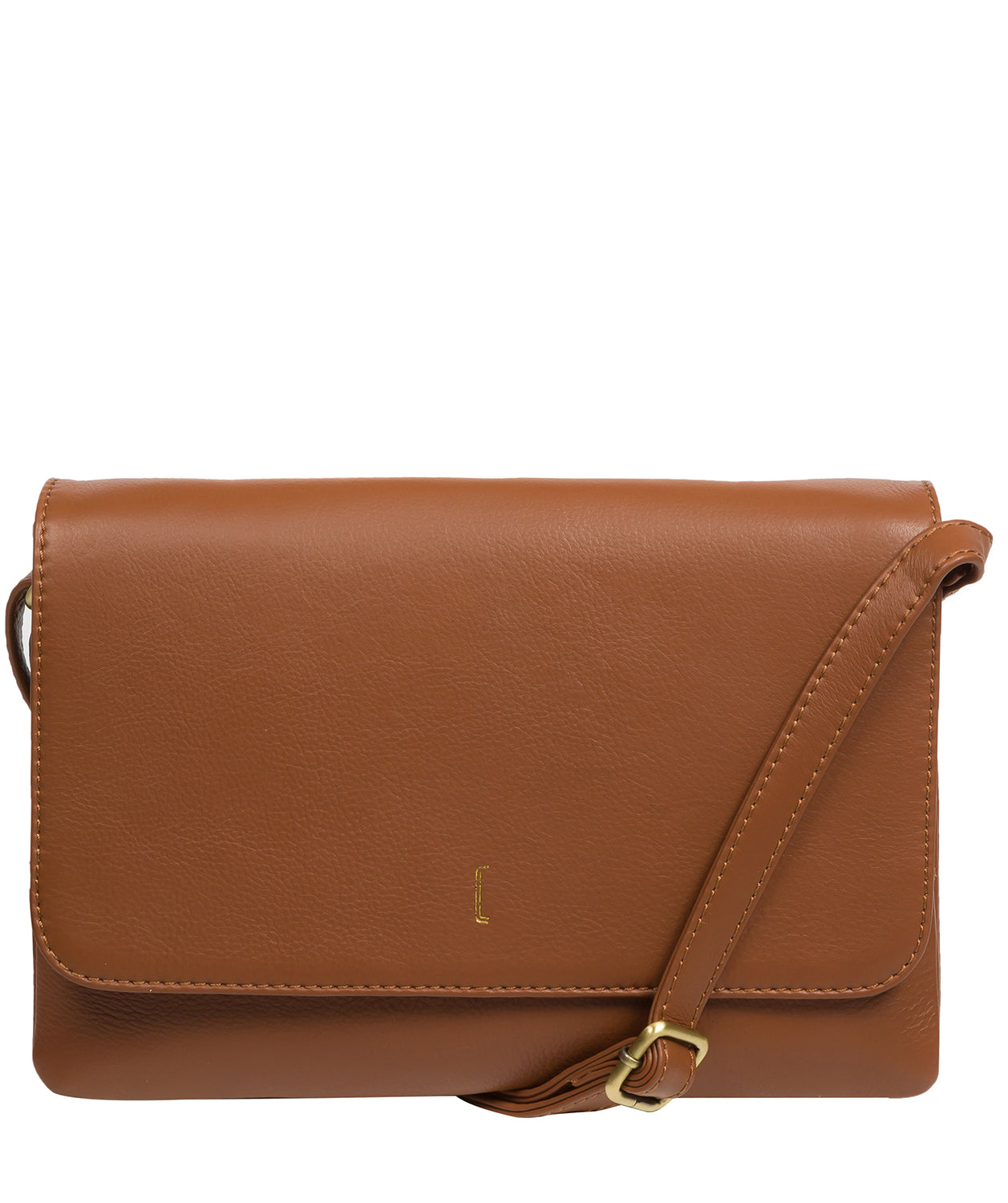 Cultured London Izzy tan Nappa leather crossbody bag front view