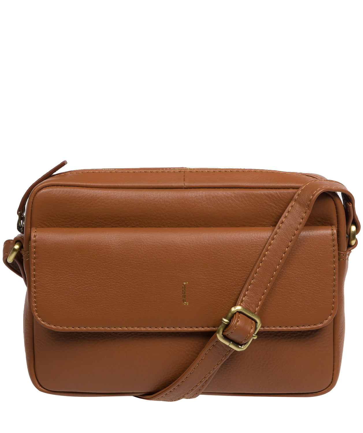 Cultured London Jodie tan Nappa leather crossbody bag front view