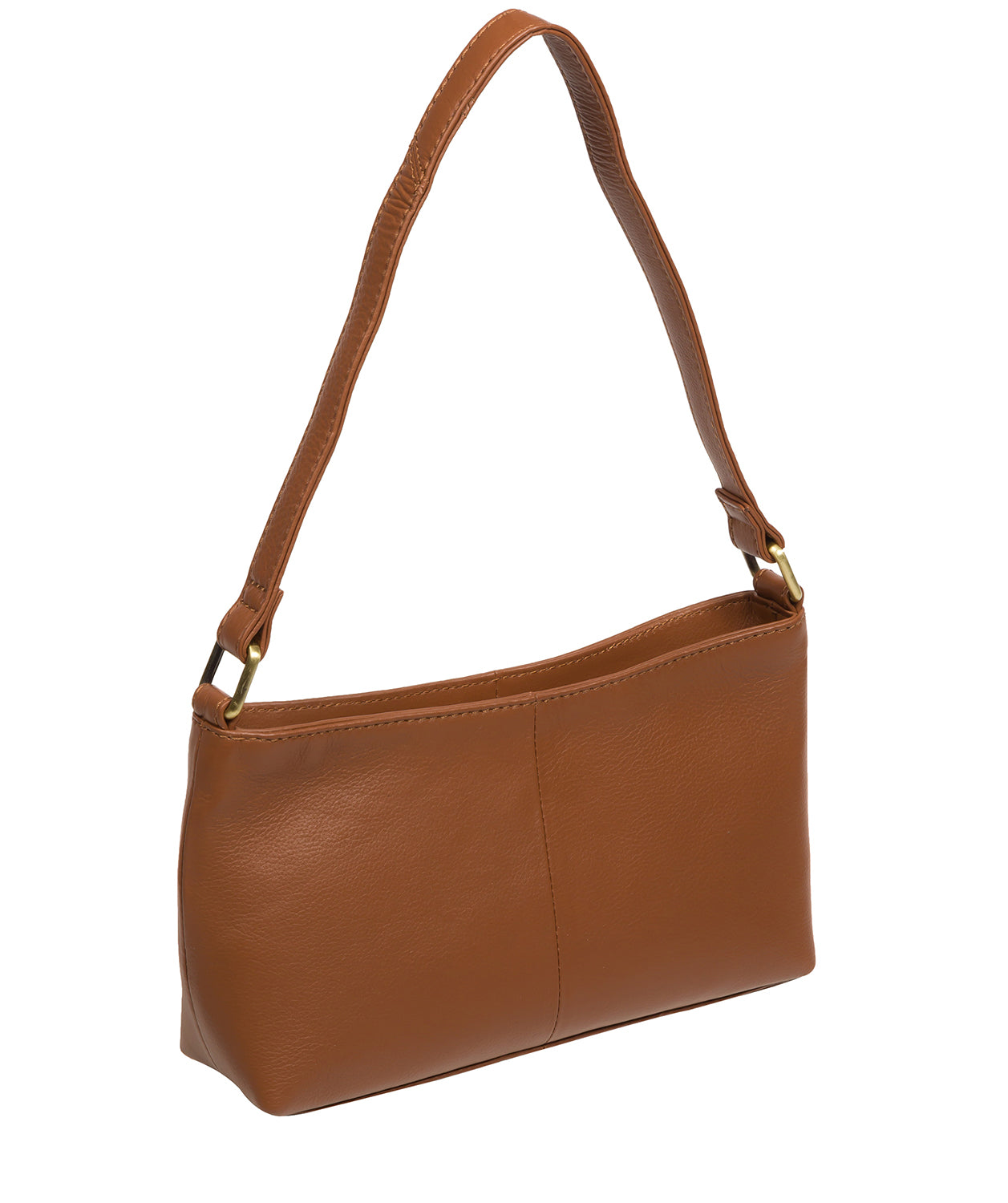 Interior detail of tan leather grab bag