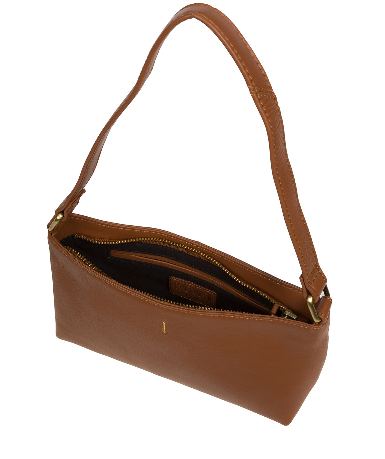 Lucinda tan grab bag top handle and closure