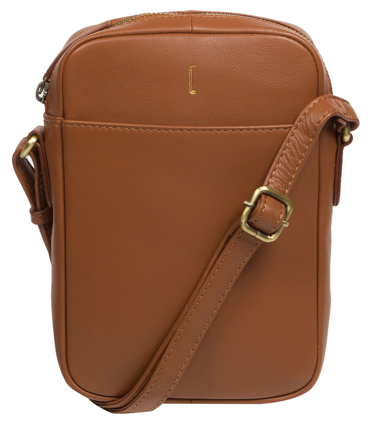 Cultured London Olivia tan Nappa leather crossbody bag front view