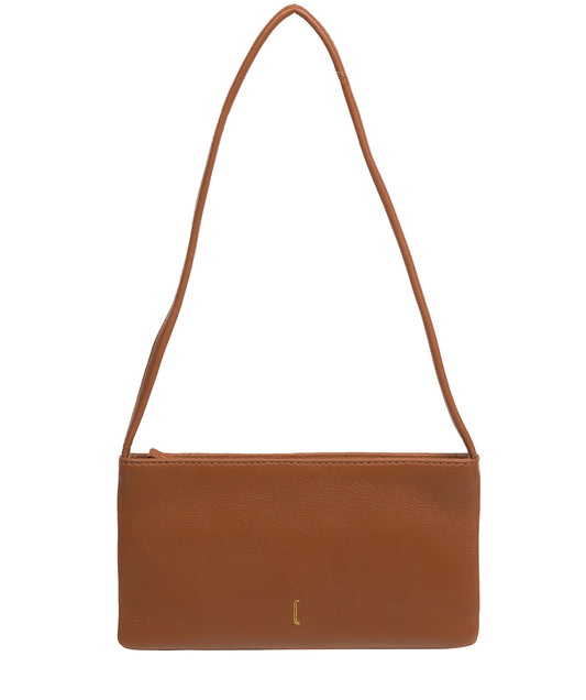 Cultured London Mimi tan Nappa leather evening phone bag front view
