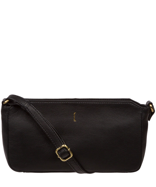 Cultured London Christina black Nappa leather crossbody bag front view