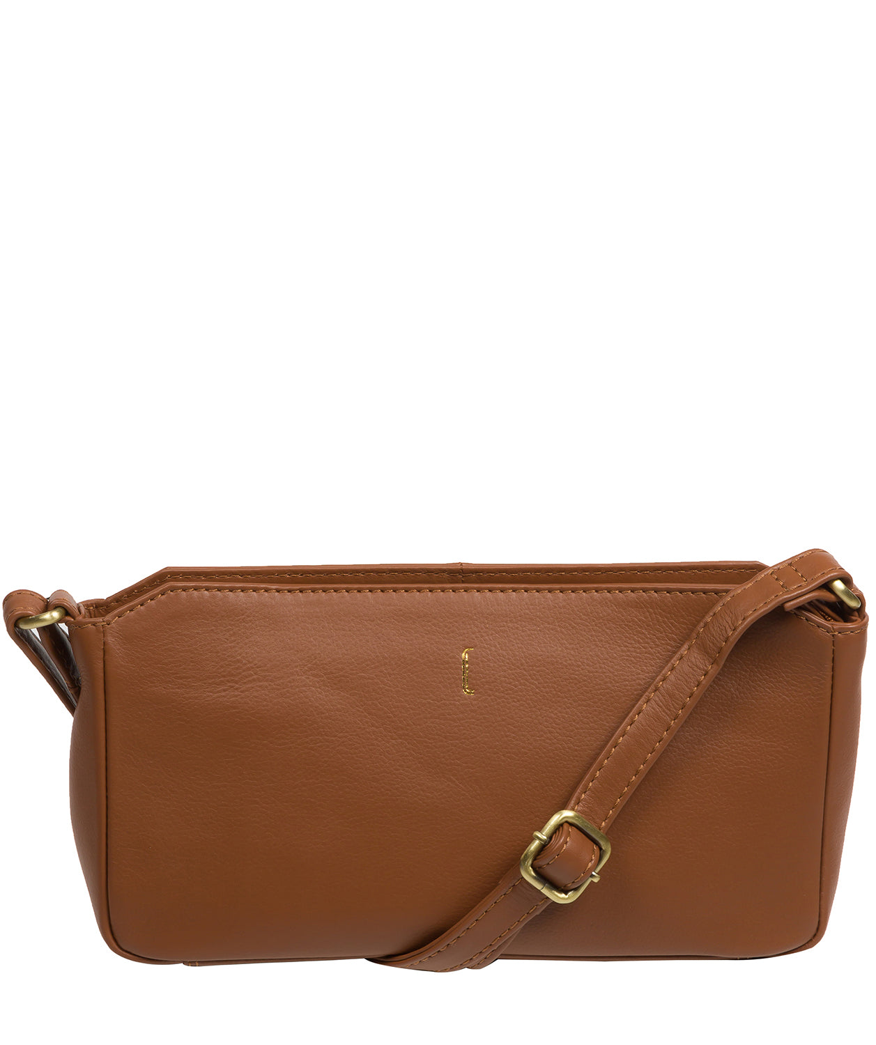 Cultured London Christina tan Nappa leather crossbody bag front view