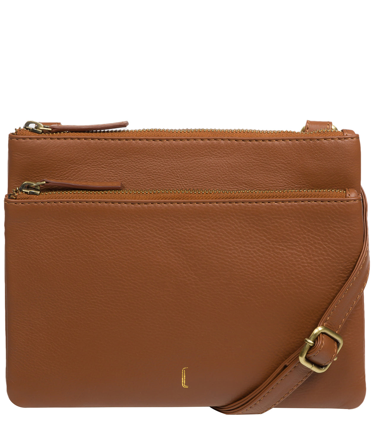 Cultured London Demi tan Nappa leather crossbody bag front view