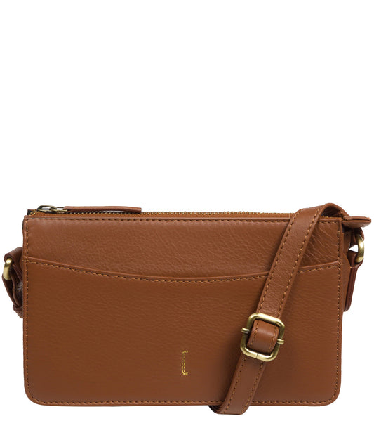 Cultured London Lily tan Nappa leather crossbody phone bag front view