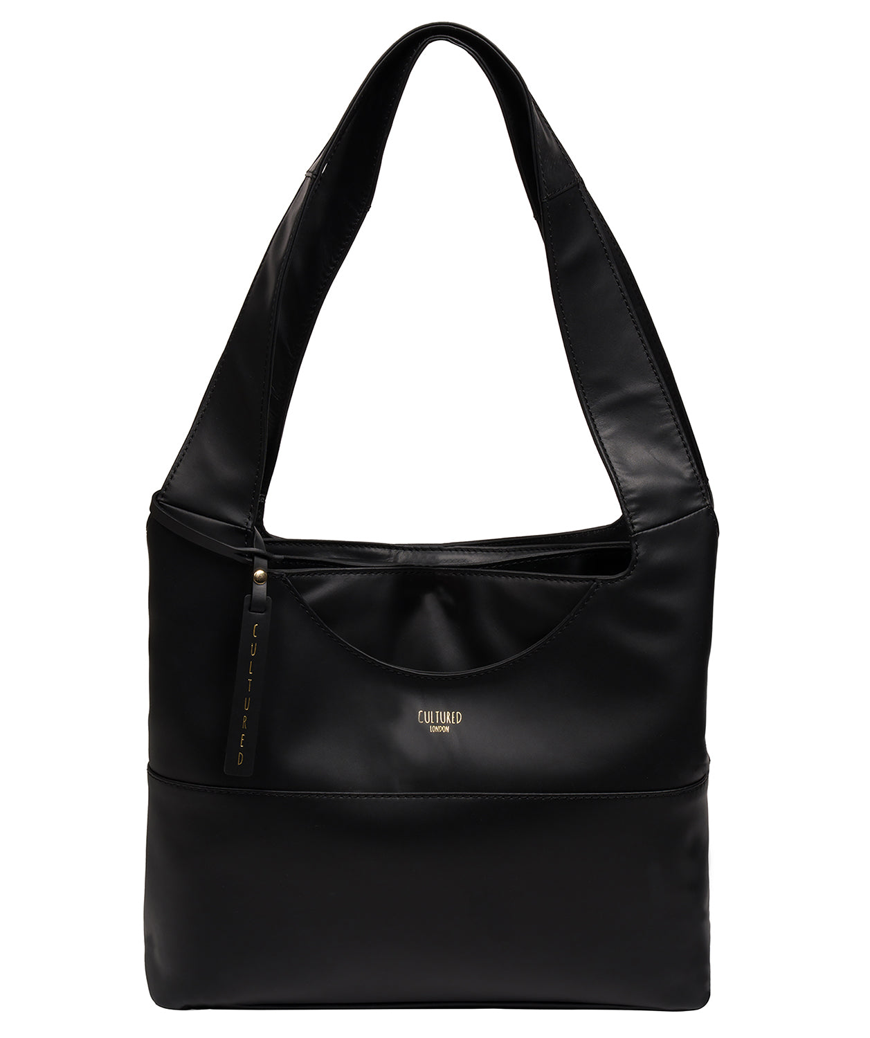 Cultured London Ariel black Nappa leather shoulder bag front view