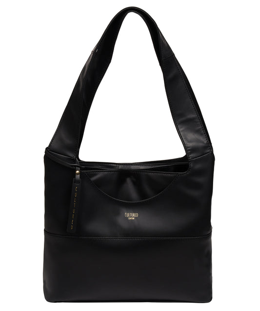 Cultured London Ariel black Nappa leather shoulder bag front view