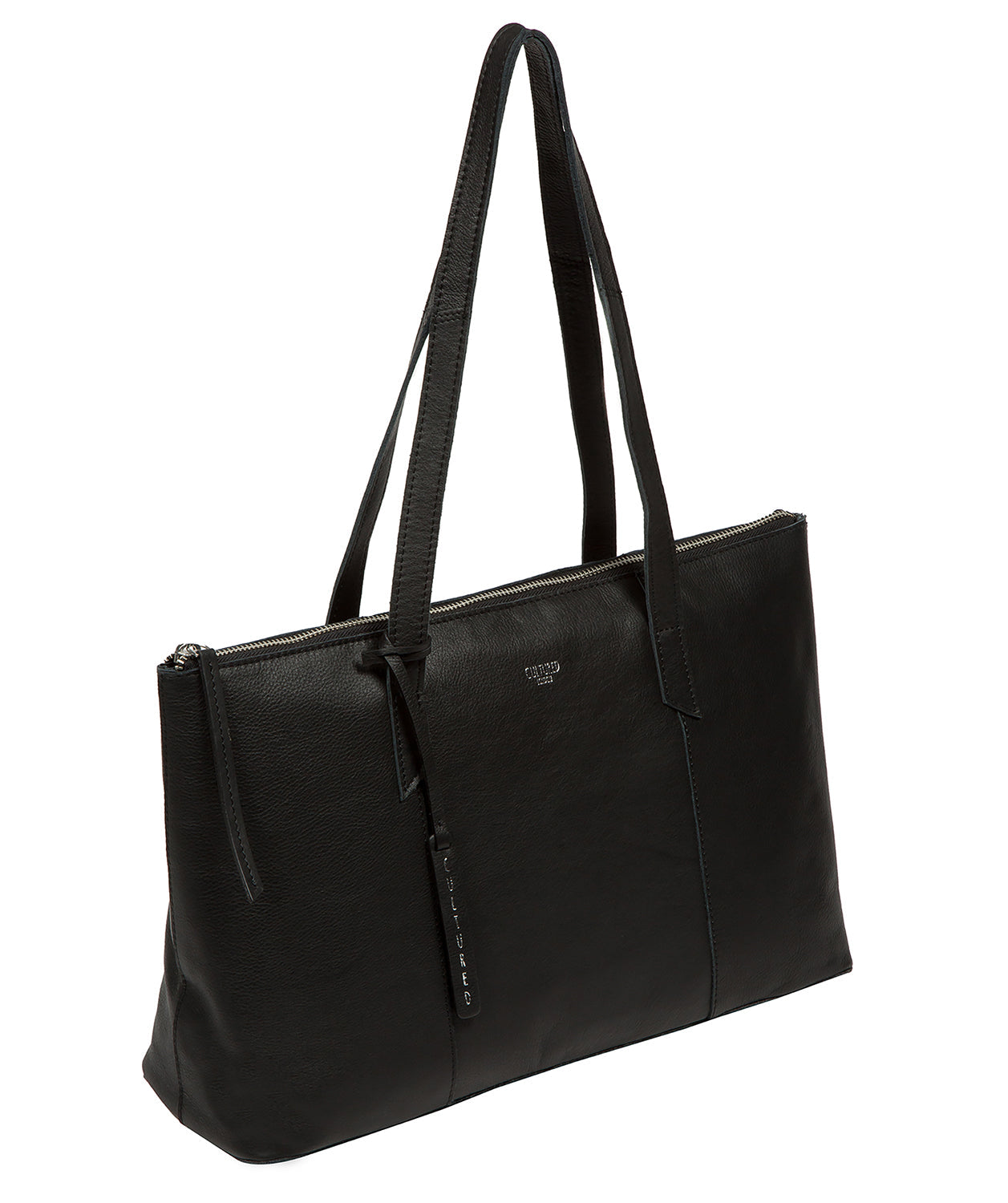 Marlowe tote bag rear view showing leather charm