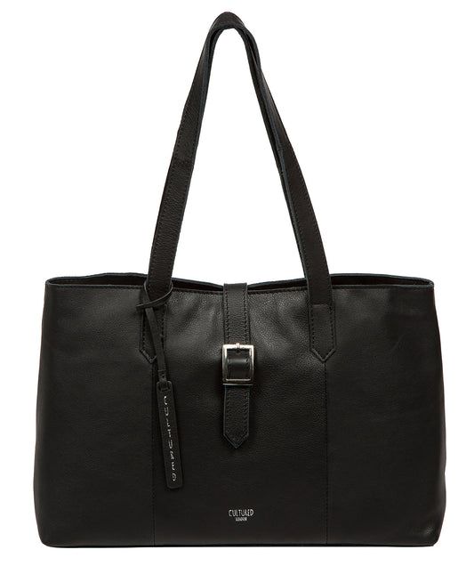 Cultured London Noelle black leather handbag front view