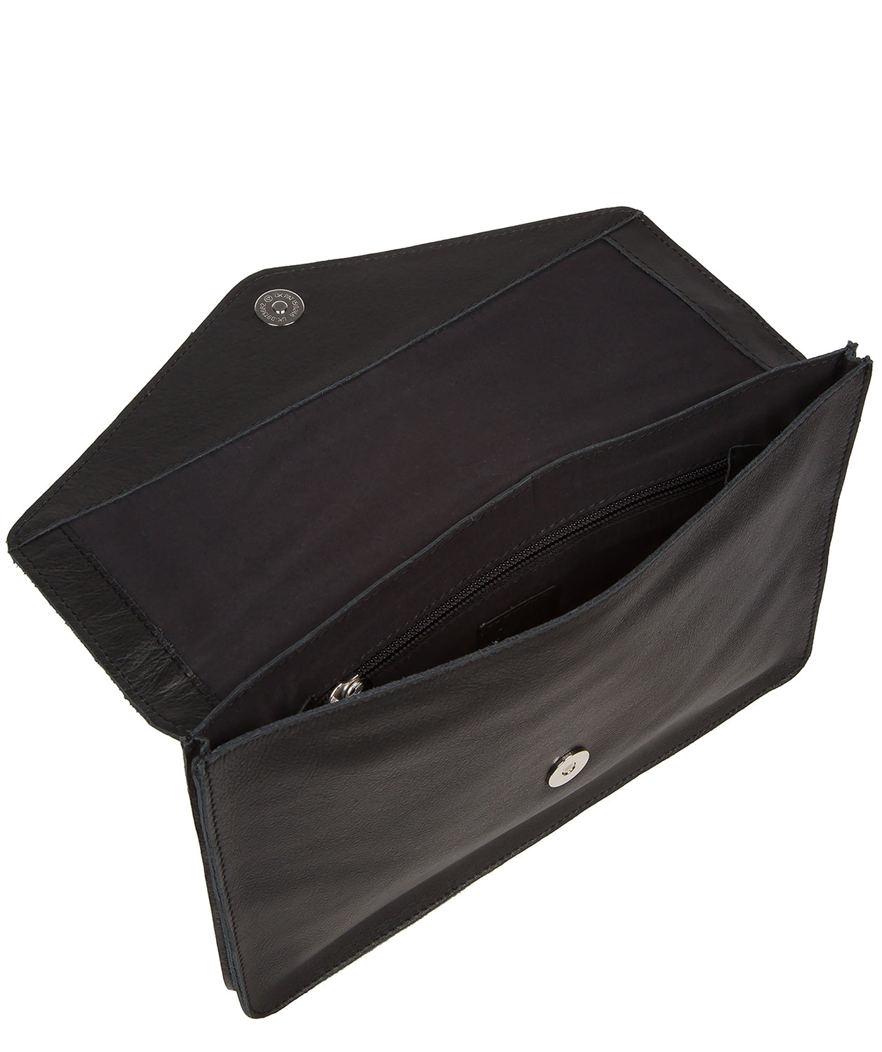 Yara clutch bag side profile showing magnetic press stud