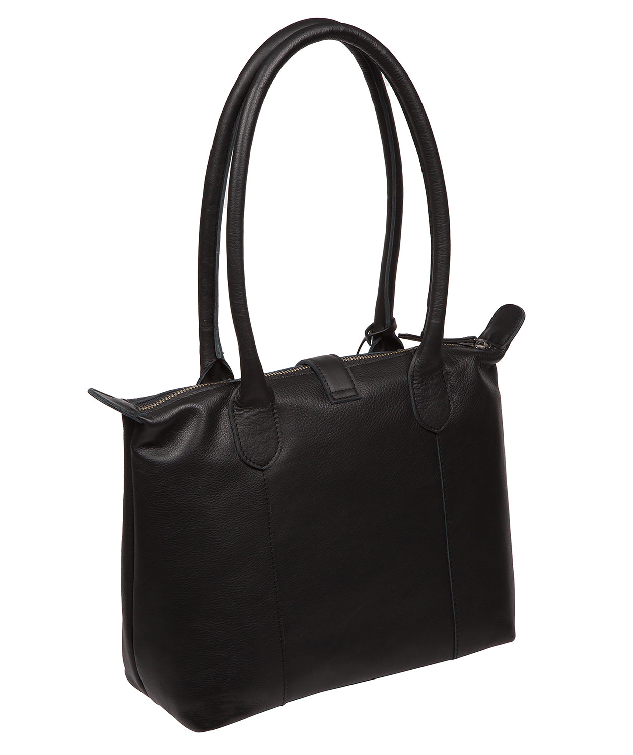 Uma tote bag side profile with leather handles