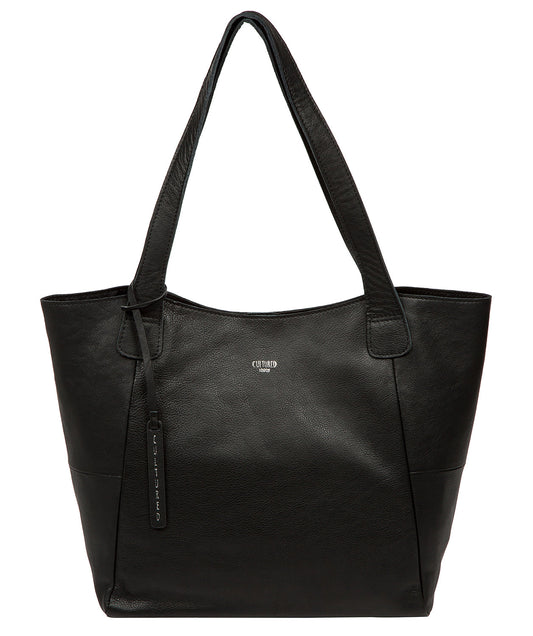 Cultured London Cami black leather tote bag front view