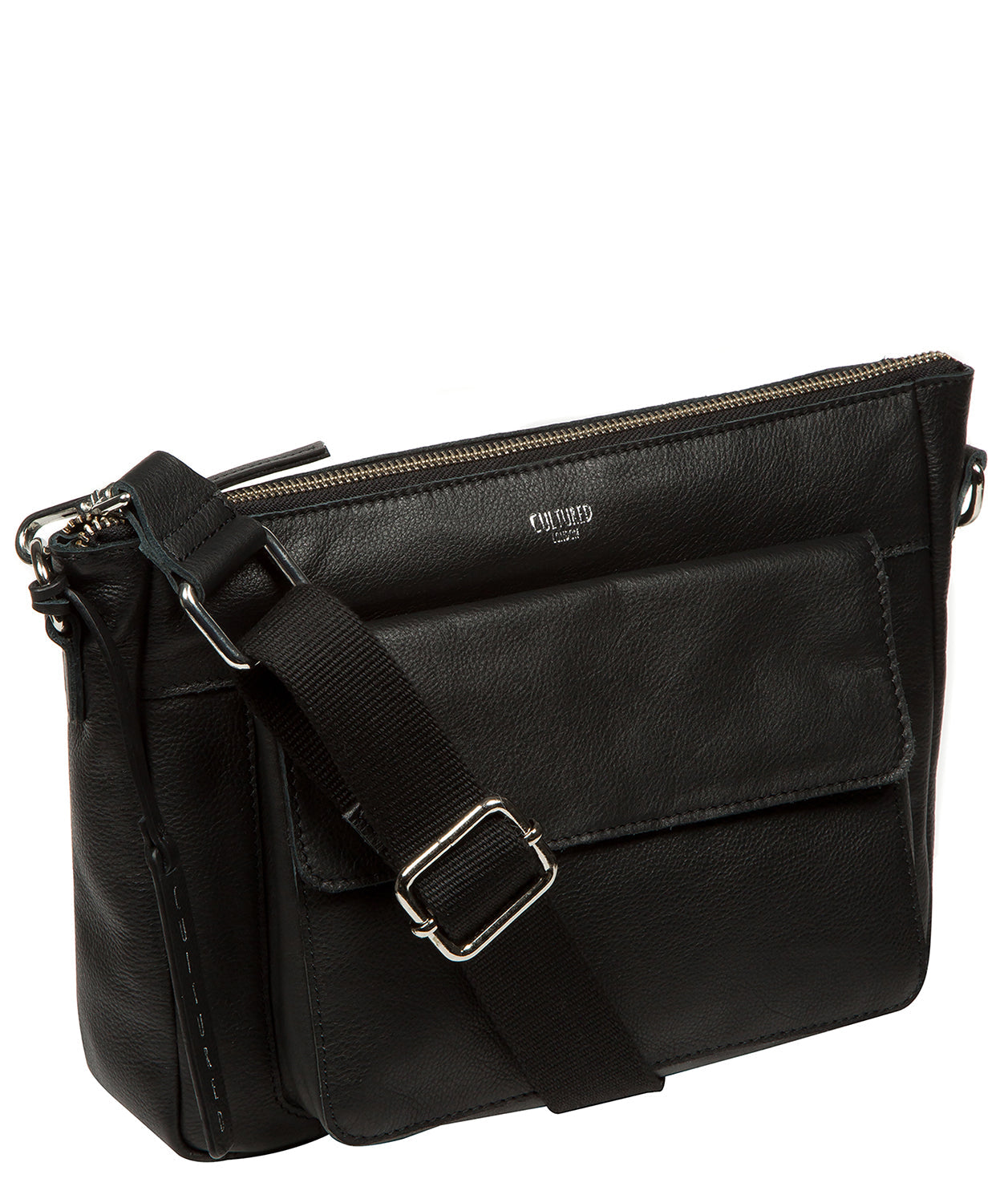 rear slip pocket and leather charm detail