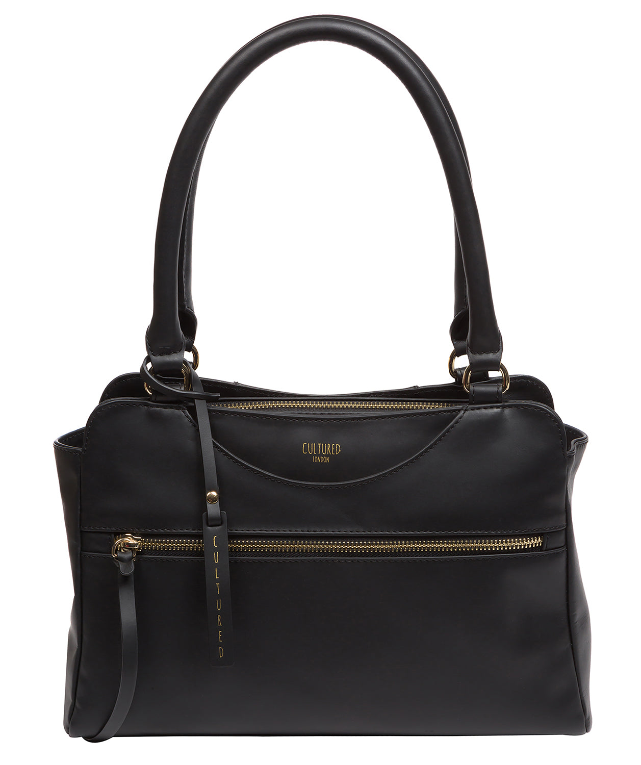 Cultured London Brianna black Nappa leather handbag front view