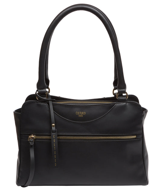 Cultured London Brianna black Nappa leather handbag front view