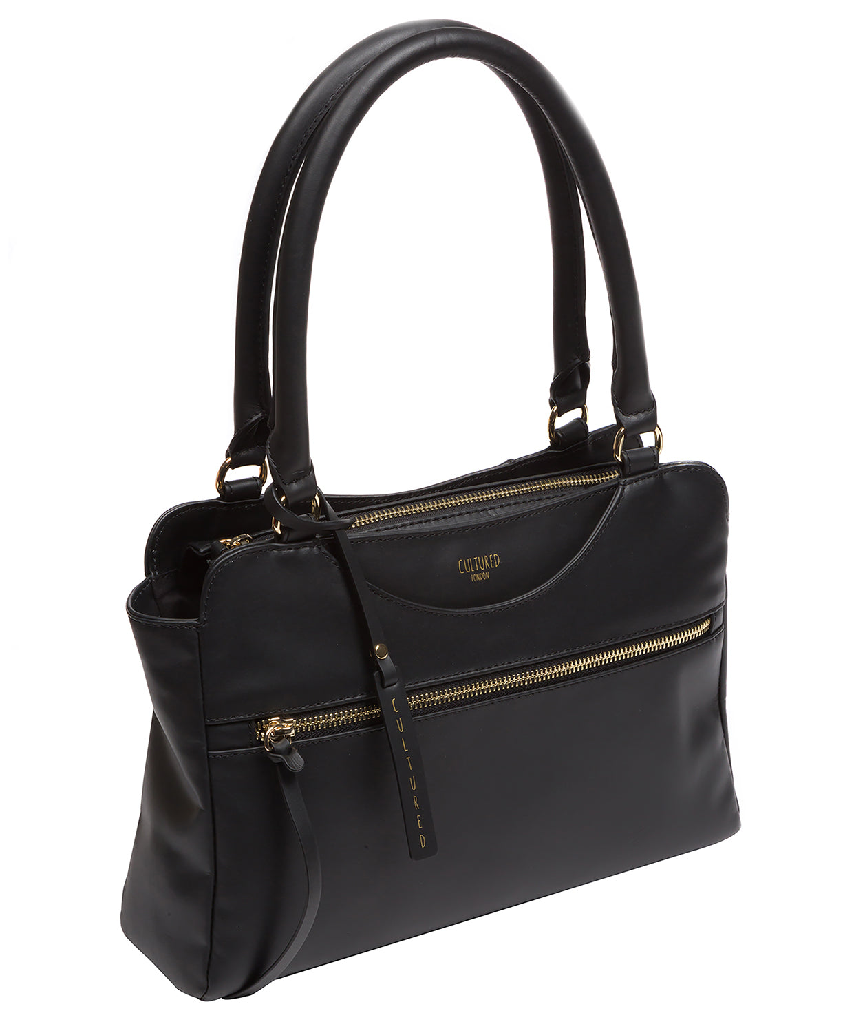 Brianna handbag side profile showing structured silhouette