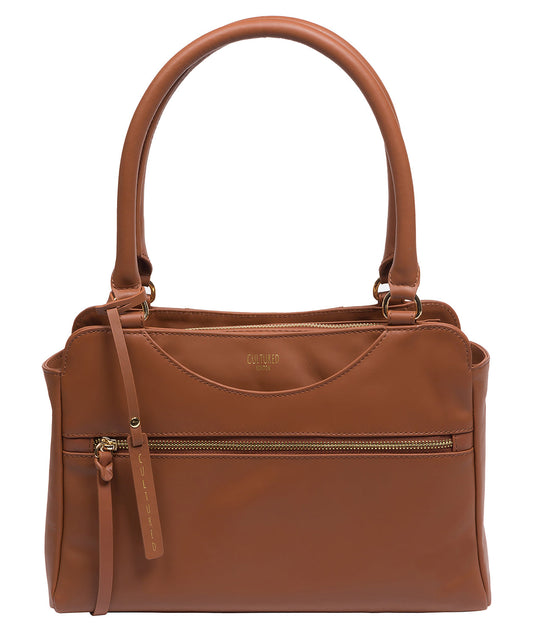 Cultured London Brianna oak Nappa leather handbag front view