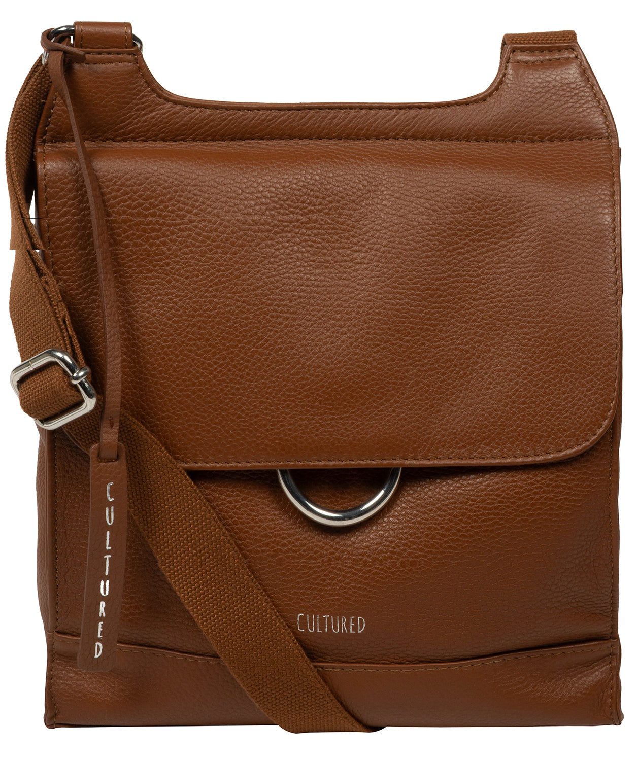 Leigh crossbody bag magnetic fold-over top closure detail