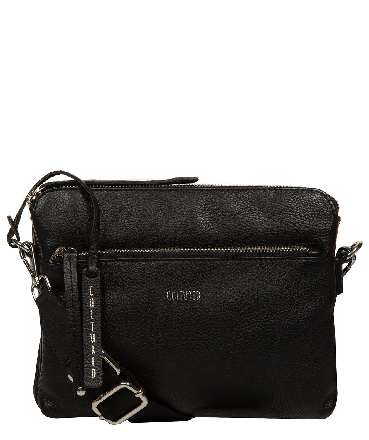 Celia crossbody bag side profile with adjustable webbed strap