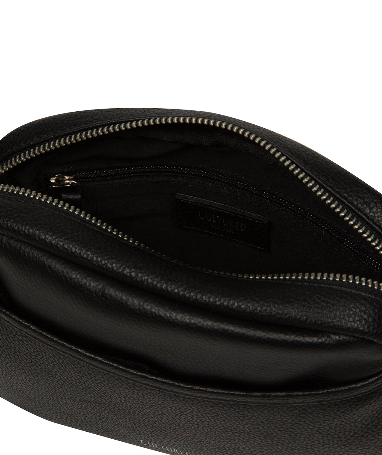 silver-tone metal hardware and zip closure detail