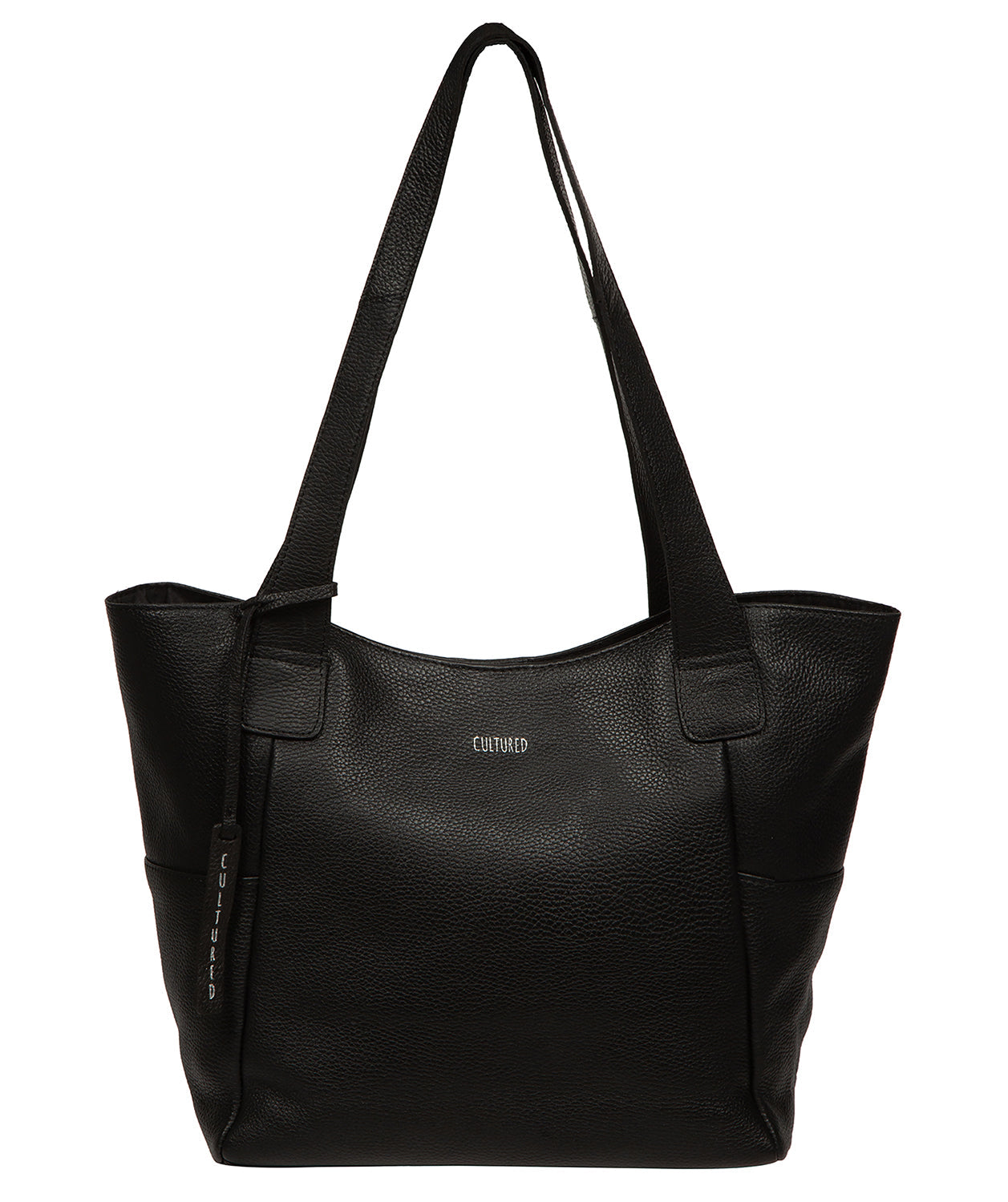 Lisette tote bag side profile showing pebble grain texture