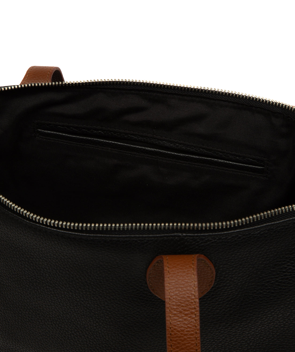 Back view showing structured leather tote construction
