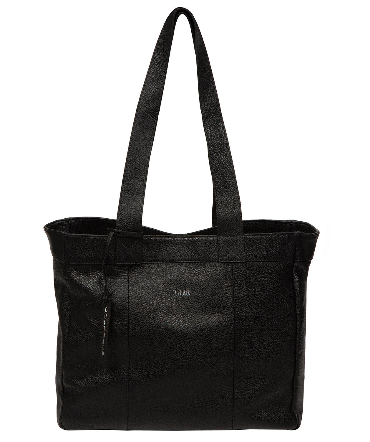 Gisella tote bag side profile showing pebble grain texture