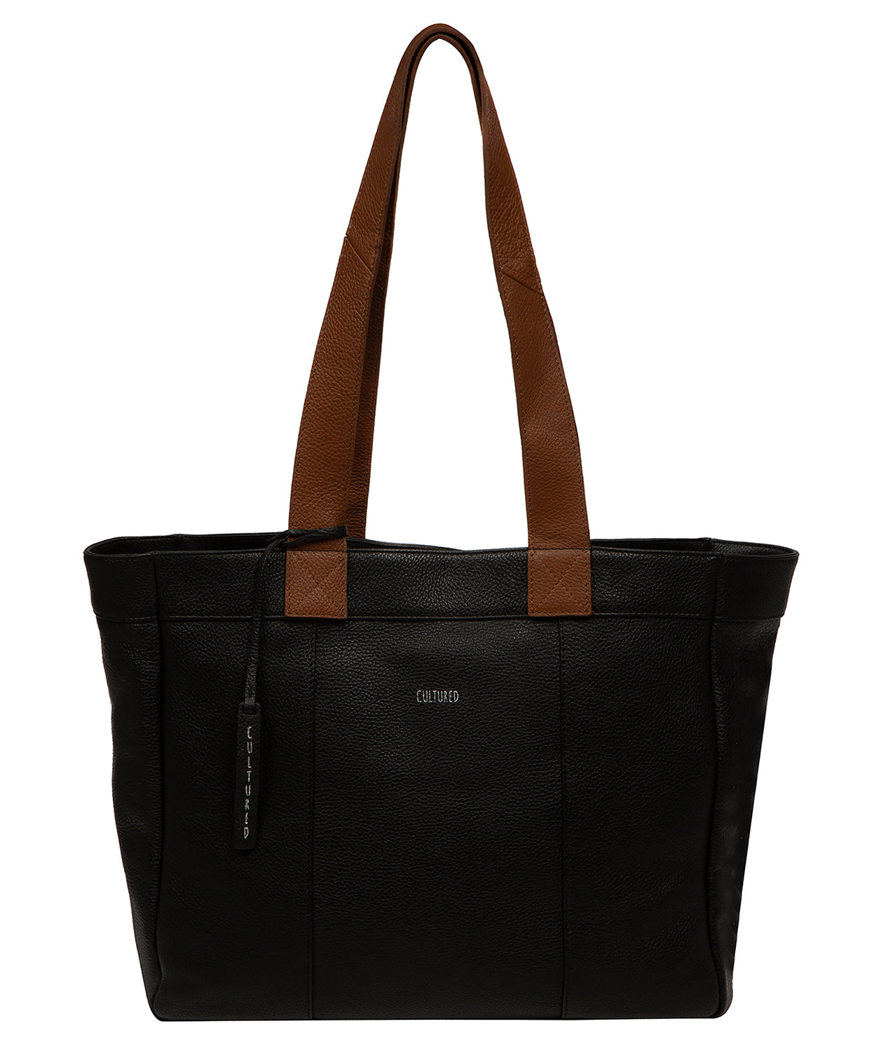 Gisella tote bag side profile showing pebble grain texture