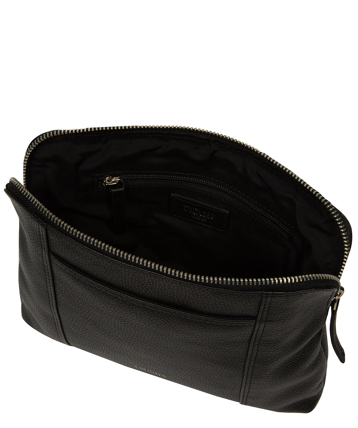 Interior layout showing zipped pocket and slip pocket organisation